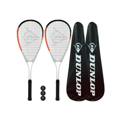 Image of Dunlop Hyper Tour Squash Racket Twin Pack, inc Protective Cover &amp; 3 Balls