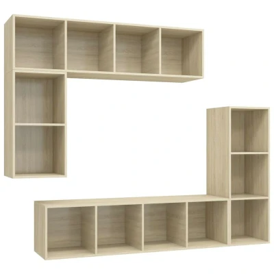 Image of vidaXL 4 Piece TV Cabinet Set Sonoma Oak Engineered Wood