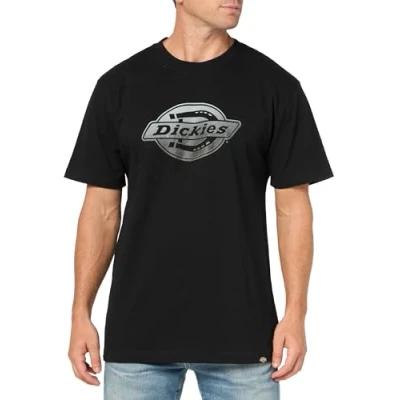 Image of Dickies Men&#039;s Big &amp; Tall Short Sleeve Logo Graphic T Shirt, Black, Medium