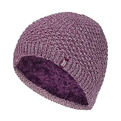 Image of HEAT HOLDERS Ladies Crochet Knit Style Fleece Lined Warm Thermal Winter Beanie Hat (One Size, Rose (Nora))