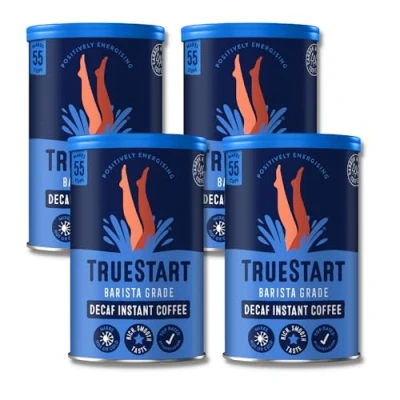 Image of TrueStart Barista Grade Decaf Instant Coffee 100g 4 pack, Premium Freeze Dried, Smooth Rich Beans Roast, 100% Full Flavour,