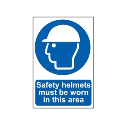 Image of Scan Safety Helmets Must Be Worn In This Area PVC Sign 400 x 600mm SCA4000