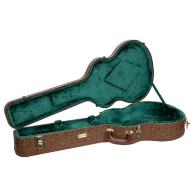 Image of Crossrock Designer Series Wooden Case for OM/000 14 Fret Acoustic Guitars Security Lock, Metal Feet, Storage Space Blossom Brown(CRW530OMBQ)