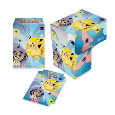 Image of Ultra Pro Pokémon Pikachu &amp; Mimikyu Full View Deck Box 75+ for Collectible Cards Protect Store Cards, Trading Gaming Self Locking Lid
