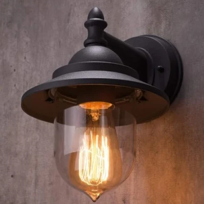 Image of CGC Coach Lantern Outdoor Outside Wall Light Garden Porch Patio Traditional Conservatory Door Shed Vintage Retro (Black with Natural White Bulb)