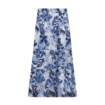 Image of Weird Fish Harini Double Printed MIDI Aline skirt, Women&#039;s, Size: 38, Estate blue