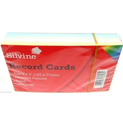 Image of 2 x Coloured Record Cards 5&quot; 3&quot; Ruled Flash Revision New