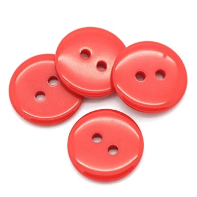 Image of 25 x Plain Red Round 18mm Resin Sewing Buttons for Knitting, Arts, Crafts and Clothes