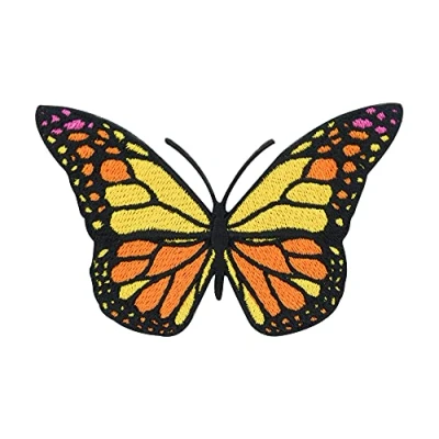 Image of Orange Butterfly Iron on Patch Butterfly, Animals Patches, Embroidery Patch, Denim ironable Jackets Badges Finally Home