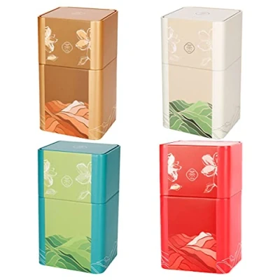 Image of OSKOE 4pcs Tea Tin Canister with Airtight Lids for Loose and Bags Small Kitchen Canisters Coffee Sugar Storage Leaf Containers
