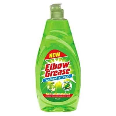 Image of 1x Elbow Grease Washing Up Liquid Apple Fresh Degreaser Dish Soap Kitchen 740ml
