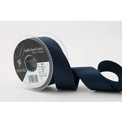 Image of Berisfords Double FACE Poly Satin Ribbon, Midnight, 35 mm