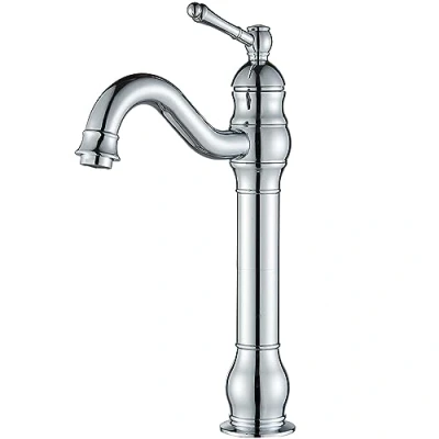 Image of Rozin Bathroom Basin Vessel Tap 360 Swivel Spout High Faucet Brass Single Lever Chrome Polished Cold and Hot Water Mixing