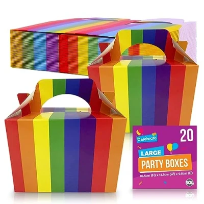 Image of 20pk Rainbow Birthday Party Boxes for Kids Food Cardboard Lunch