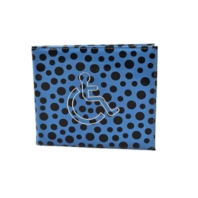 Image of AlezyB 1x Dotted Sky Blue Disabled Badge Holder, PU Leather Wallet Protector Parking Permit Cover Holder