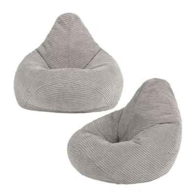 Image of icon Dalton Kids Bean Bag, Grey, 2 Pack, Cord Bag Chair with Filling Included for Girls and Boys, Childrens Chair, Beanbags Children, Playroom Décor, Bedroom Accessories