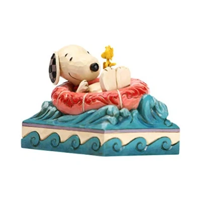 Image of Enesco Peanuts by Jim Shore Snoopy and Woodstock in Floatie Figurine, 4 Inch, Multicolor