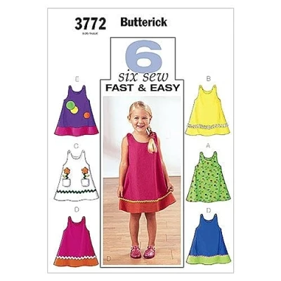 Image of Butterick Patterns B3772 Size 1 2 3 Toddlers/Childrens Dress, Pack of 1, White