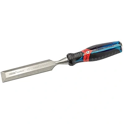 Image of Draper 24409 Expert Bevel Edge Wood Chisel, Soft Grip with &#039;Pound Thru&#039; End Cap, 28mm, 34.5cm x 4.8cm 3.1cm, Blue