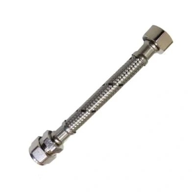 Image of Flexible Tap Hose Connector 15mm x 1/2&quot; Compression 150 Long Silver