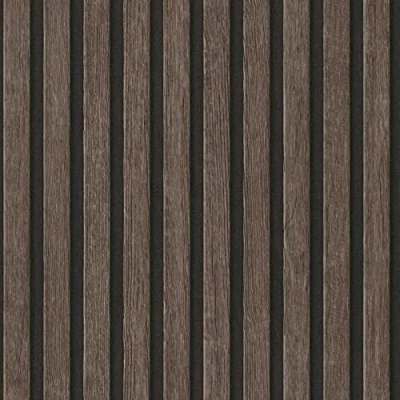 Image of Wooden Slats Dark Oak Brown Wallpaper Modern Contemporary Textured Feature Wall Paste The Vinyl