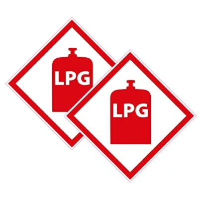 Image of 2 x Printwhizz Ltd LPG Warning Sticker Campervan Off Gas Locker Box Label Caravan Motorhome VW
