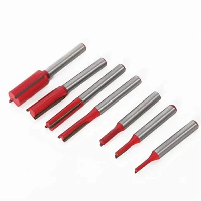 Image of Cqinju Router Bit 1/4 Inch Shank Tungsten Carbide Single Double Flute Wood Milling Cutter For Woodwork Tool, 1pc, Woodworking Tool Kit (Cutting Edge Length : 7PCS)