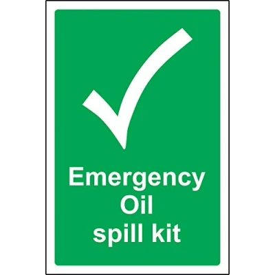 Image of Emergency oil spill kit Safety sign Self adhesive sticker 200mm x 150mm