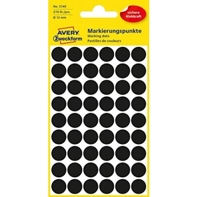 Image of Avery Colour Coding Dots ø12mm 270 Labels Black
