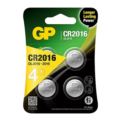 Image of CR2016 Set of 4 Batteries GP Lithium CR 2016 Button Cell 3 V Long Life