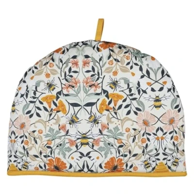 Image of Ulster Weavers Bumble Bee Tea Cosy (35 x 35cm) 100% Cotton Floral Teapot Warmer with Honey Cozy in Yellow Gifts Kitchen Accessories