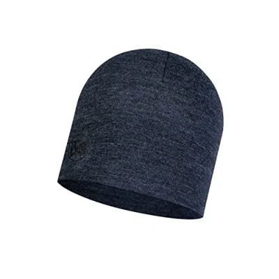 Image of Buff Mens Beanie Midweight MW Merino Wool Hat, Melange Night Blue, 6 5/8 7 EU