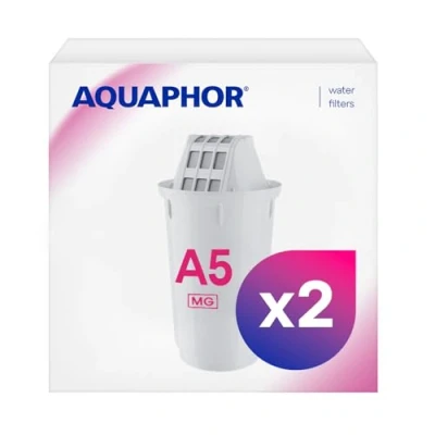 Image of AQUAPHOR Filter Cartridge A5 2 Pack with Magnesium Filters Limescale, Chlorine, Heavy Metals 350L Clear Water AQUALEN Technology for Better Tasting Food &amp; Drink Replacement Jugs