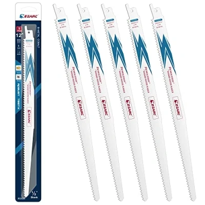 Image of EZARC Reciprocating Saw Blade Bi Metal Cobalt Sabre Blades for Wood Demolition 300mm 6TPI R1222DH (5 Pack)