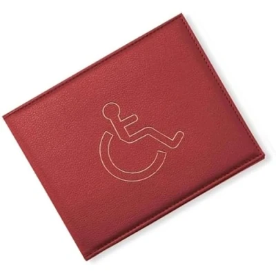 Image of BML PU Leather Disabled Badge Safe Wallet Protector Disability Parking Permit Discreet Display Cover Hologram (Red)