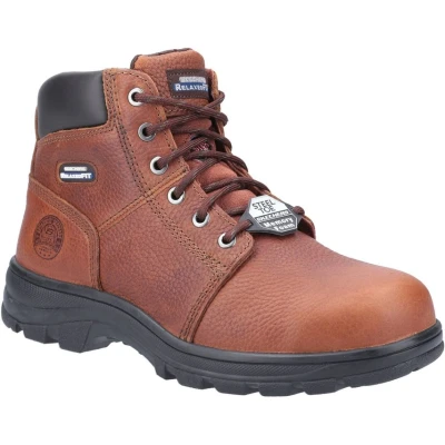Image of Skechers Men&#039;s Workshire Classic Boots, Brown Embossed Leather, 12 UK