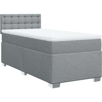 Image of vidaXL Box Spring Bed with Mattress Light Grey 90x200 cm Fabric