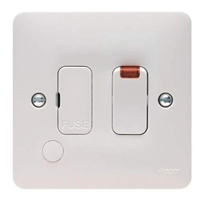 Image of Hager 13A Switched Fused Connection Unit (FCU) with LED Indicator and Flex Outlet Sollysta Range