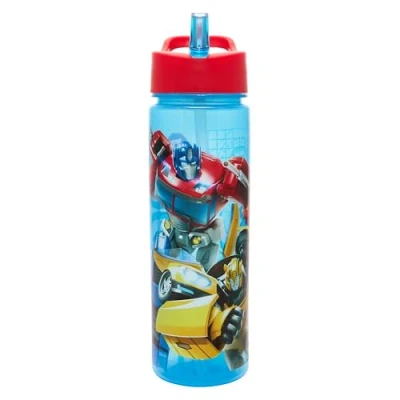 Image of Transformers Official 600ml Kids Water Bottles by Polar Gear Optimus Prime and Bumblebee Bottle with Straw BPA Free, Leakproof Boys Figures