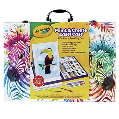 Image of Crayola Table Top Easel &amp; Paint Set, Kids Painting 65+ Pieces, Gift for