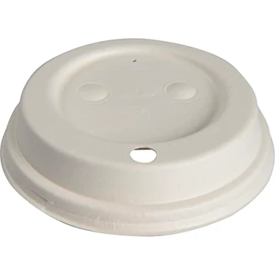 Image of ABENA Gastro Line Eco Labelled Sip Through Lid for Disposable Coffee Cups, Plant Based Materials Used in Lid’s Design, 100% Compostable &amp; Ensures an Solution Bagasse 8cm White