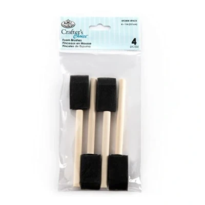 Image of Pack of 4 x 1inch Poly Foam Brush Set Used For Oil, Paint, Varnish, Glue, Craft, Cyanotype, Modge Podge, and Cleaning