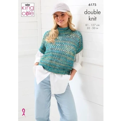 Image of King Cole Women’s Knitting Pattern Double Knit Sweater and Tank Top (6175), 32 50 (81cm 127cm)