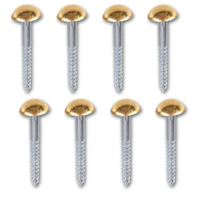 Image of 8X Brass Domed Cap Mirror Screws 8mm x 1.5&quot;