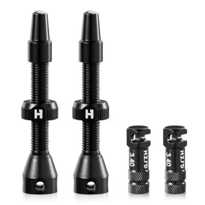 Image of 2PCS Bike Tubeless Presta Air Valve Stem, Black, Integrated Core Spoke Removal Tool(44 mm)
