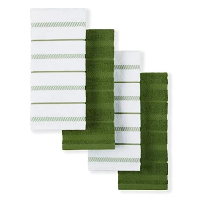 Image of KitchenAid Albany Kitchen Towel 4 Pack Set,Cotton, Matcha Green/White, 16&quot;x26&quot;