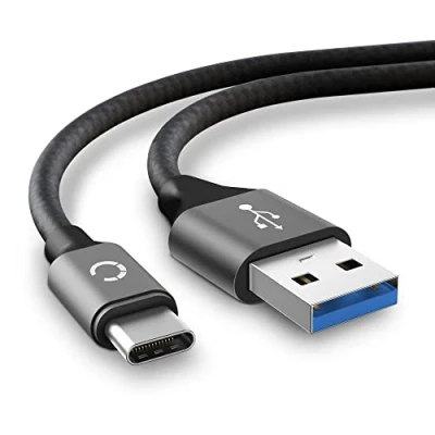 Image of CELLONIC USB Cable 2m compatible with Motorola Edge, Edge Plus, G7, G7 Play, Moto G6, G8, G8 Power, G9 Plus Charging C to A 3.0 Data 3A Grey Nylon Lead Wire