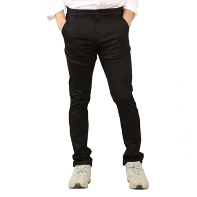 Image of MYT Mens Slim Fit Chinos in Black Cotton Size 30W/32L