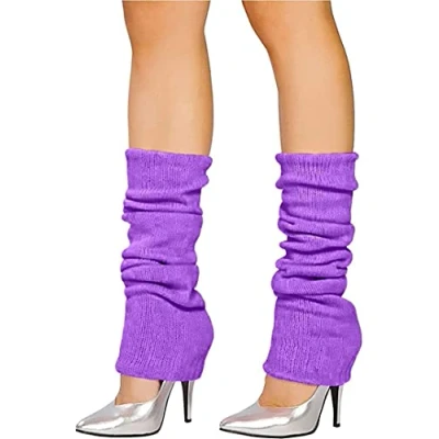 Image of Crazy Chick Angies Fashion Luxurious Ladies 80&#039;s Dance Plain Ribbed Leg warmers Neon in Hot Pink 12 Colours (BLUE)