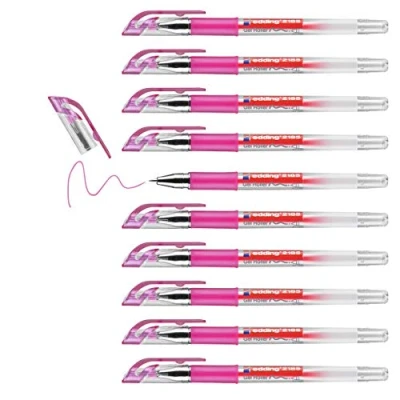Image of edding 2185 gel roller pink box of 10 0.7 mm pen for writing, drawing, colouring mandalas, bullet journals colour